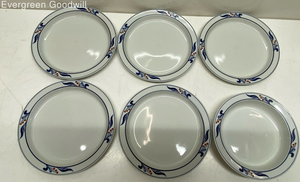 Vintage Dansk Bistro Maribo Blue & White 5 Salad Plates & 1 Bowl Lot