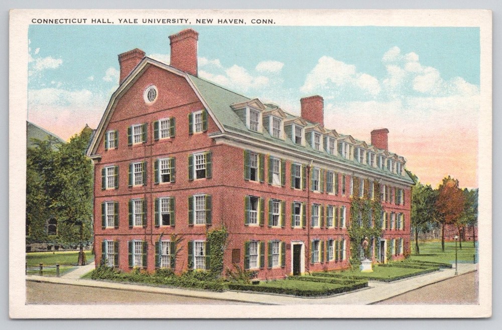 Yale University Connecticut Hall New Haven CT Vintage Tichnor Postcard