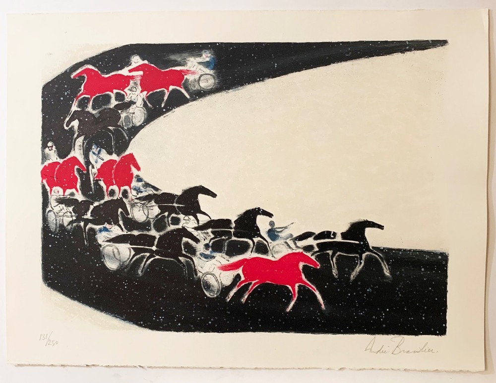 Listed French  Artist Andre BRASILIER, Original Signed numbered Lithograph Hoses