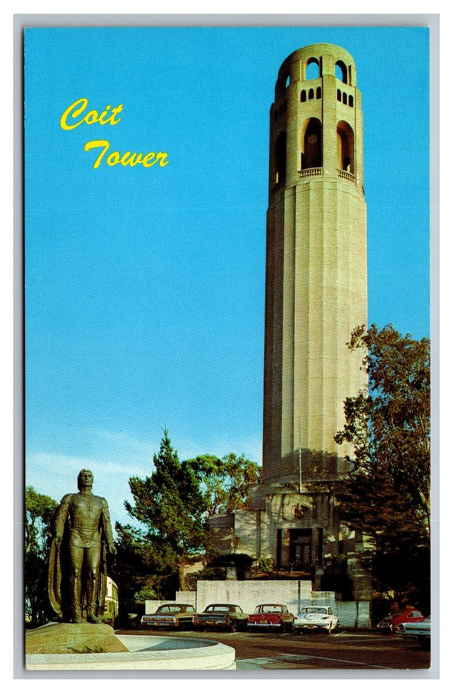 San Francisco CA Coit Tower Atop Telegraph Hill Chrome Postcard Unposted