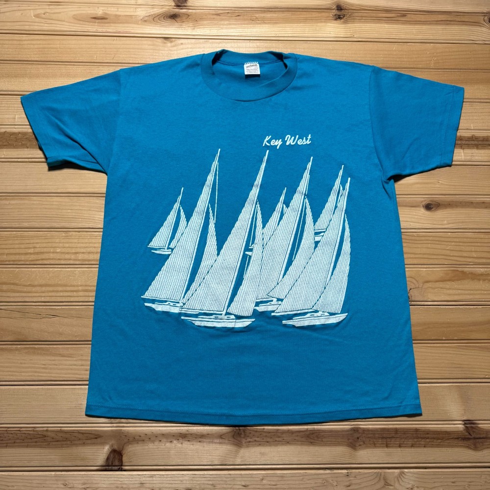 Vintage 80s Key West Florida Sailboat Single Stitch Souvenir T-Shirt USA - Large