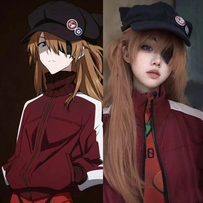 Cute Anime Cat Ears Asuka Langley Cosplay Cotton Hat for Adults