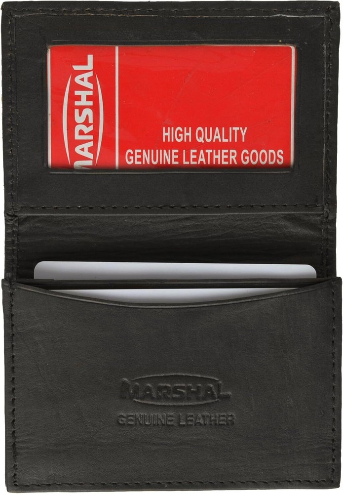 Leather Business Card Holder Expandable Wallet Money Card Case Black Mens