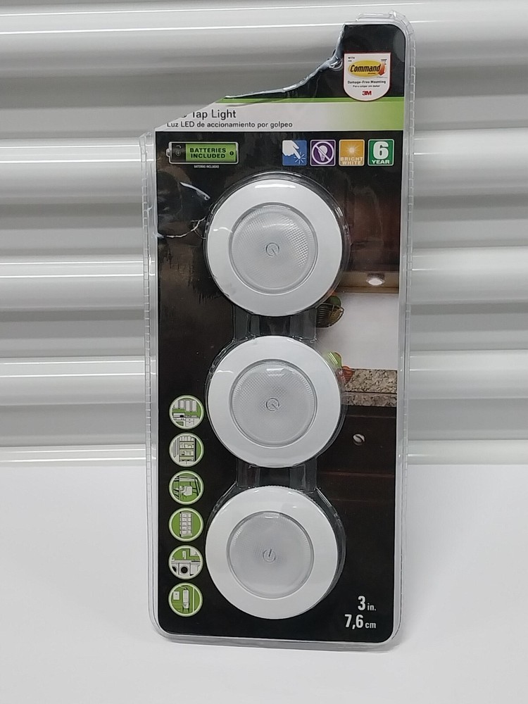 Lot of 3 Tap Light with Command Hanging Strips (NN)