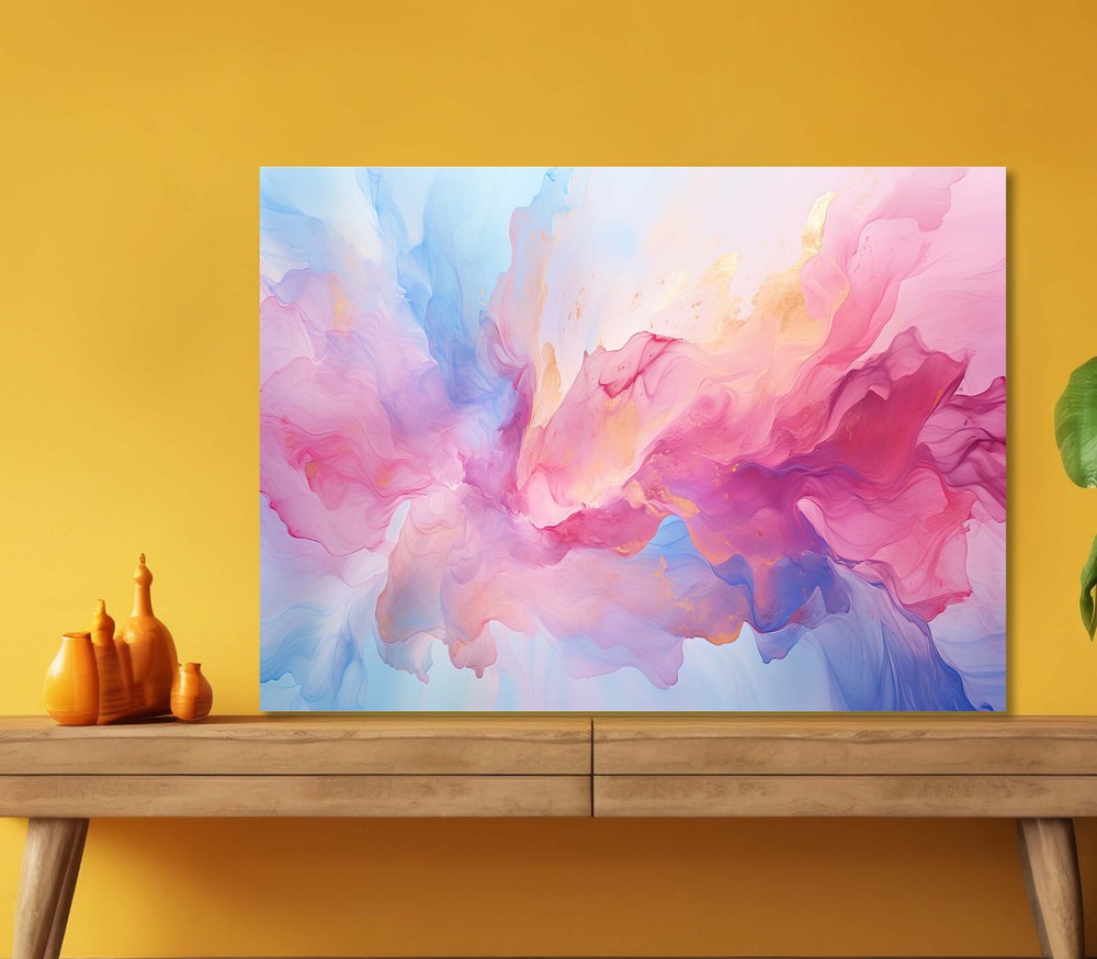 Soft Watercolor Pink Abstract 5mm thick Plastic Poster Ready to Hang 60x45cm