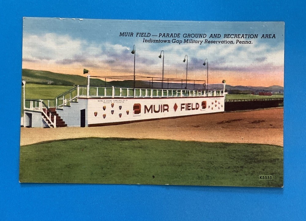 MUIR FIELD stadium Indiantown Gap PA Postcard Parade Ground Recreation Area