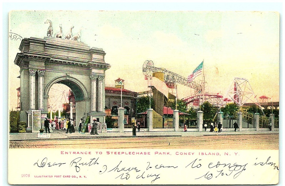 S04-8038, ENTRANCE TO STEEPLECHASE PARK, CONEY ISLAND, NEW YORK, 1906 PMKed,