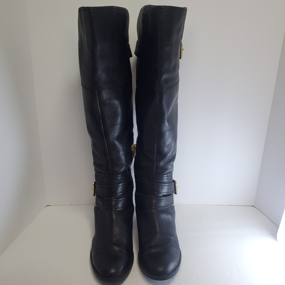 VINCE CAMUTO Prestina Equestrian Moto bellow  the knee riding Back boots 6.5 M