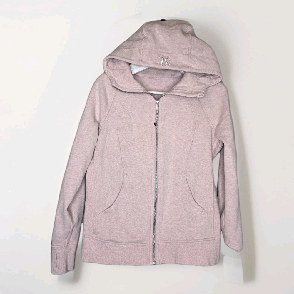 Lululemon Scuba Hoodie II Heathered Parfait Pink Women’s Full Zip Size 10