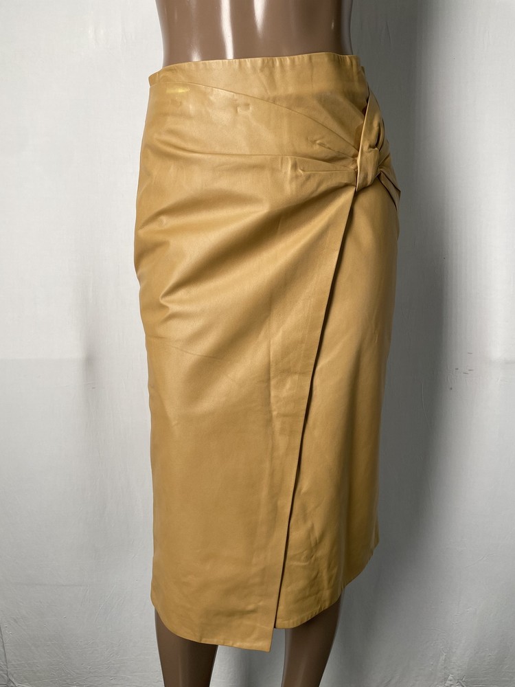 Alejandra Alonso Rojas Womens Midi Skirt Size S Draped Lambskin Lined Back Zip