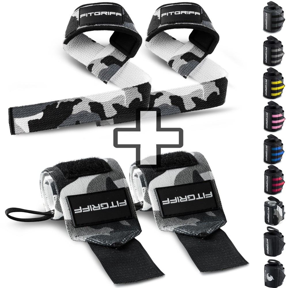 Fitgriff® Lifting Straps & Wrist Wraps (Bundle) Superior Support for Weightli...