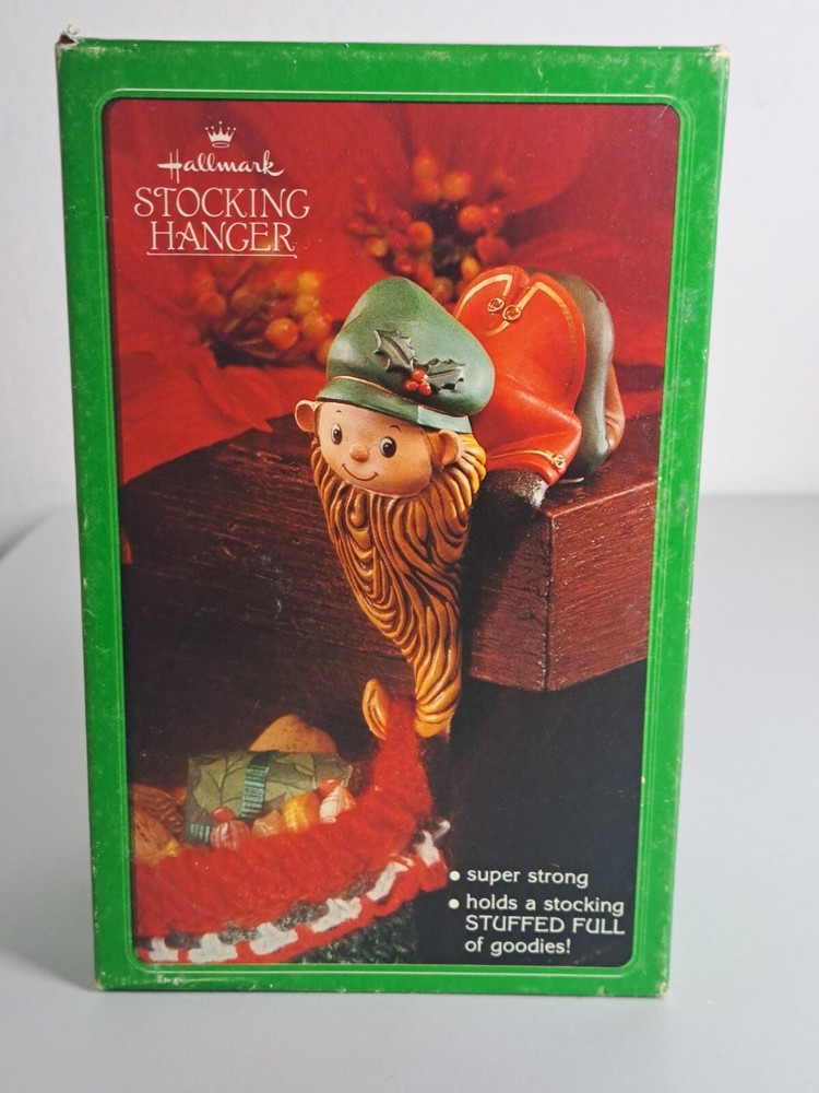 Vintage 1979 Hallmark Bearded Elf Stocking Hanger Christmas Ornament