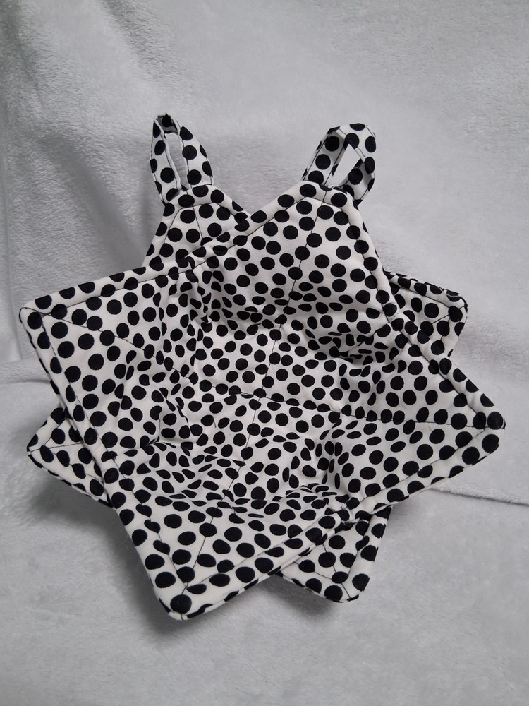 Bowl Cozy, Set Of 2 Polka Dot W/hanging Loops! Black White