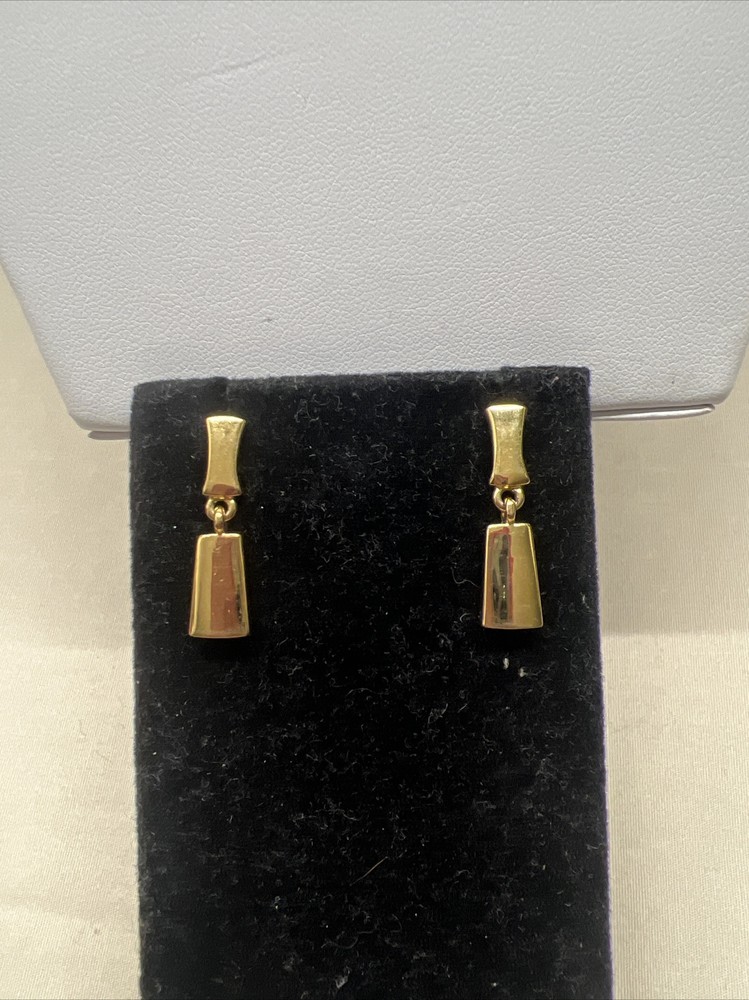 Vintage Signed AK ANNE KLEIN Goldtone Dangle DOOR KNOCKER Pierced Earrings