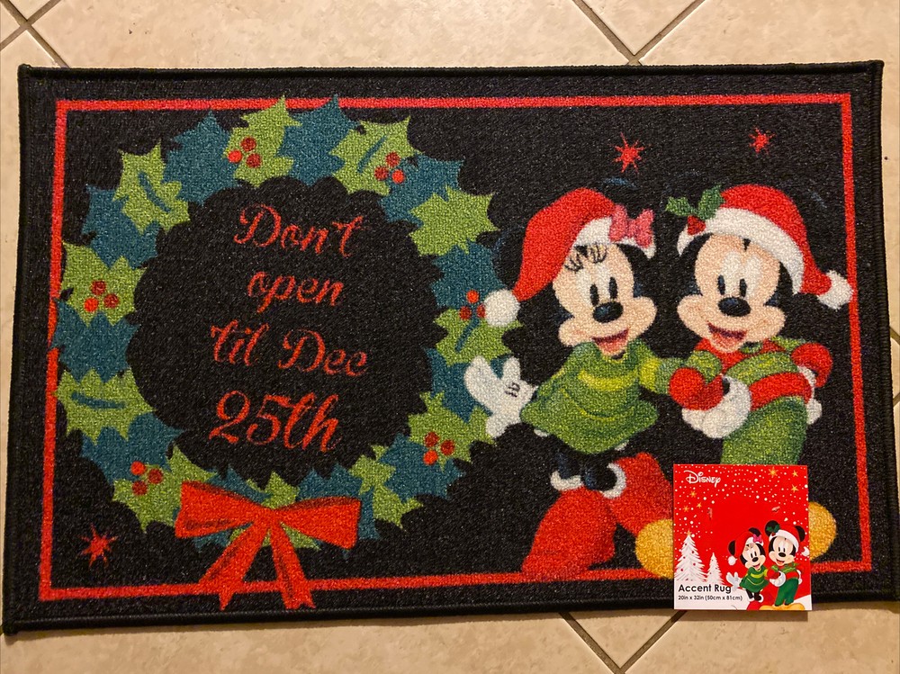 Disney Christmas Mickey Minnie Mouse Accent Rug 20x32 Dont Open Design-image