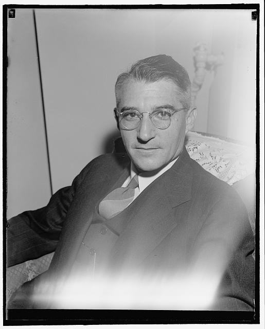 1938 1939 Portrait Man Glasses Suit Indoor Seated Black and White Photo