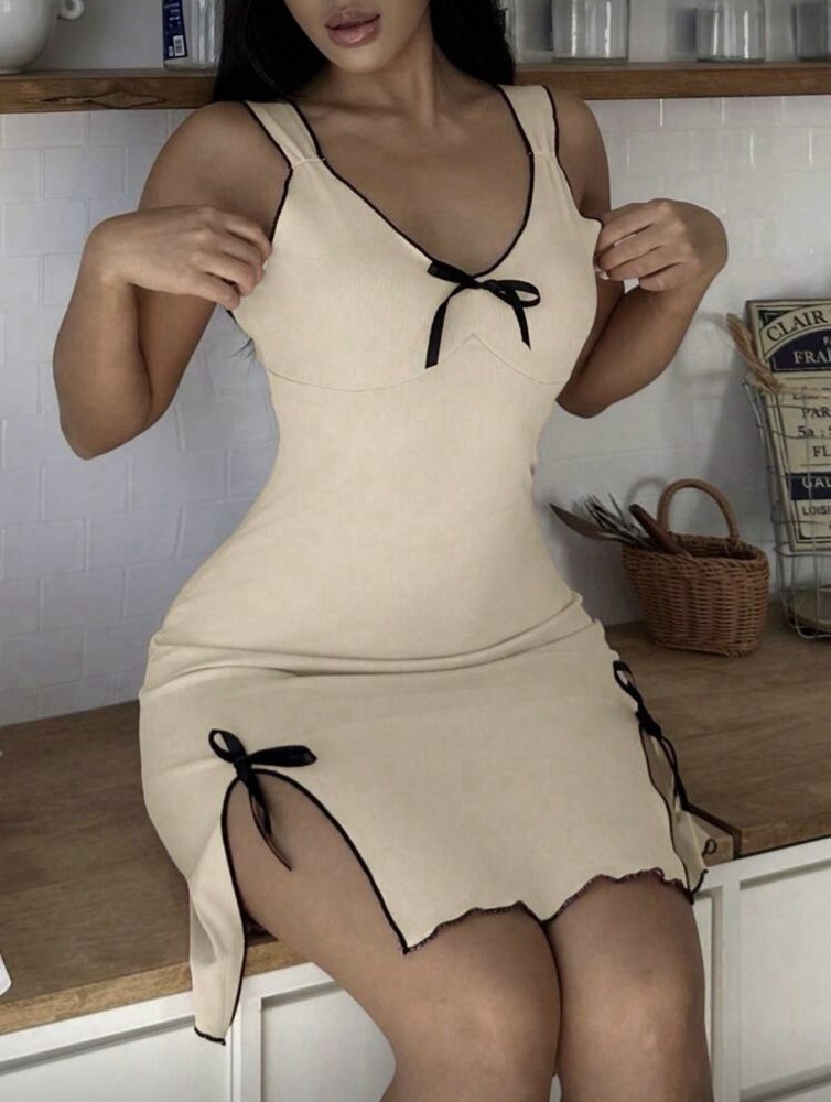 SHEIN beige dress with black trim size xl