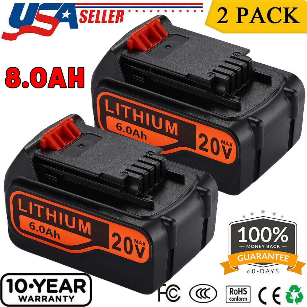 2X 20V 6.0Ah Li-ion Battery for Black & Decker 20V MAX LBXR20 LB2X4020