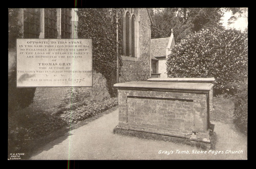 Grays Tomb Stoke Poges Church England Black & White UNP Postcard