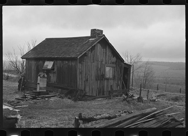 Photo:1930s Rural Cabin Shack Wood Smokehouse Landscape Cabin