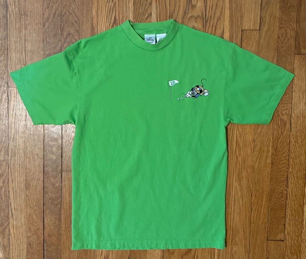Vintage 1990s Embroidered Disney Store Mickey Mouse Golf Character T-shirt Large