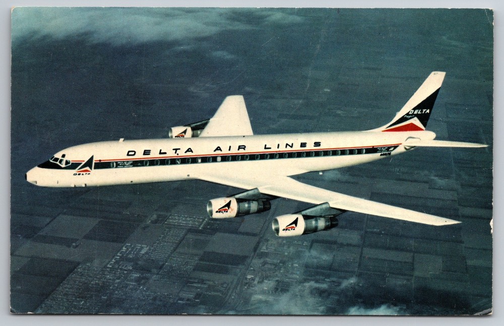 Delta Air Lines Douglas DC-8 Fanjet - Chrome Postcard E