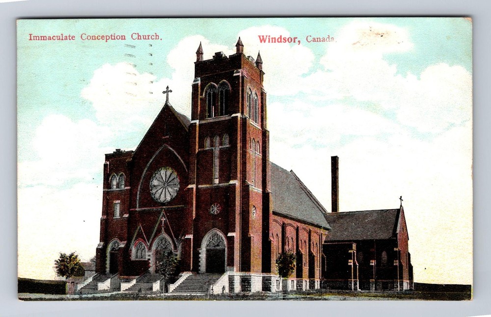 Windsor Ontario-Canada, Immaculate Conception Church, Vintage c1907 Postcard