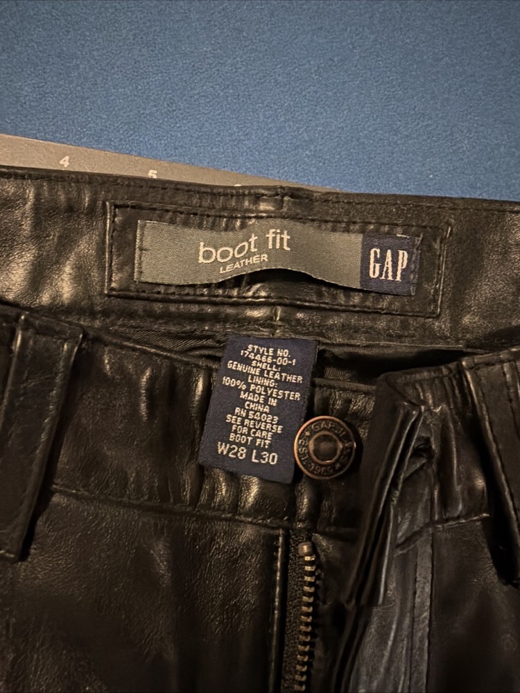 VTG GAP Leather Pants Mens 28x30 Black  Boot-Fit 5-Pocket Disco Rock Y2K