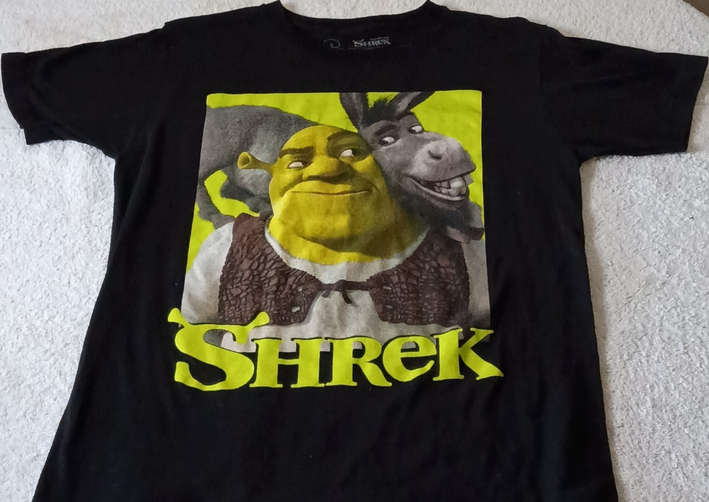 Shrek Men’s Black Graphic Print Crew Neck Short Sleeve Cotton T-Shirt M 38/40