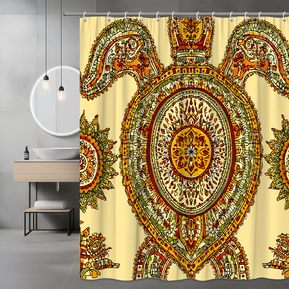Mandala Medallion Shower Curtain Boho Floral Print