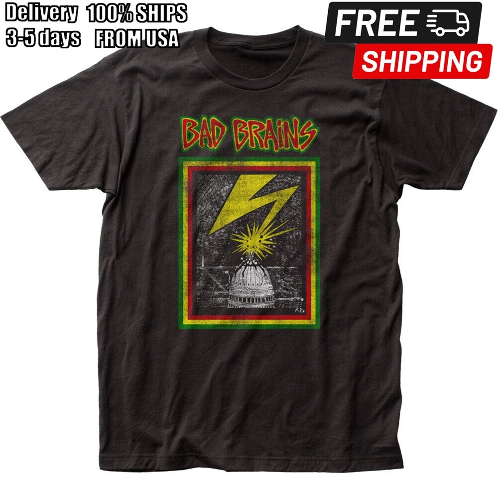 Bad Brains Distressed Capitol T Shirt Mens Licensed Rock N Roll Music New Black