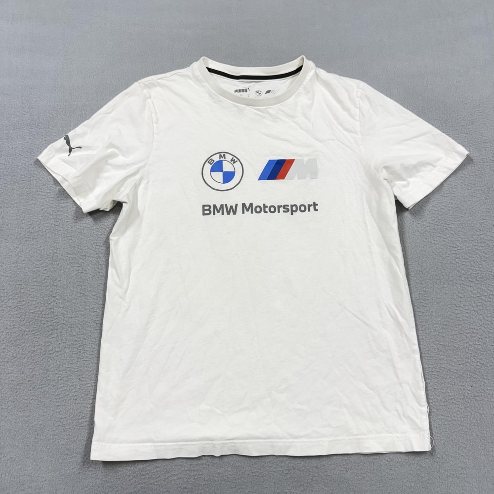 Puma BMW Motorsport Shirt Mens Large White M Logo Racing Graphic Tee Car