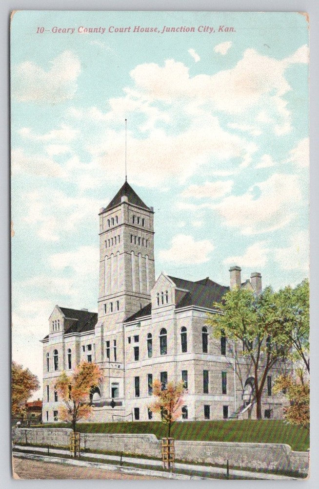 Geary County Court House Postcard Junction City Kansas 1908 Postmarked