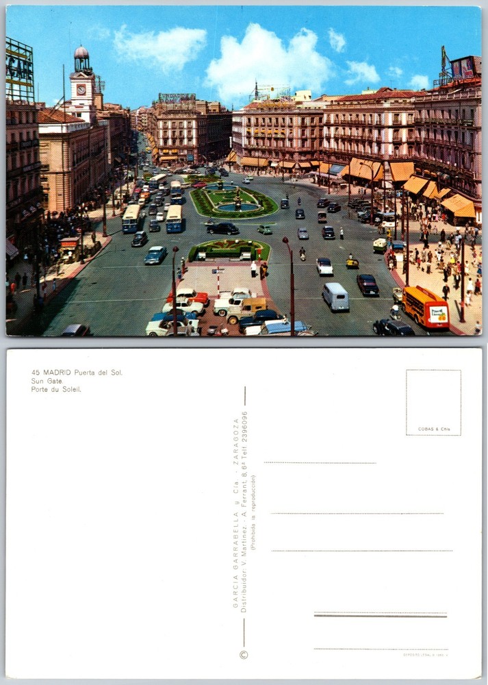 Continental Puerta Del Sol Madrid Spain Postcard