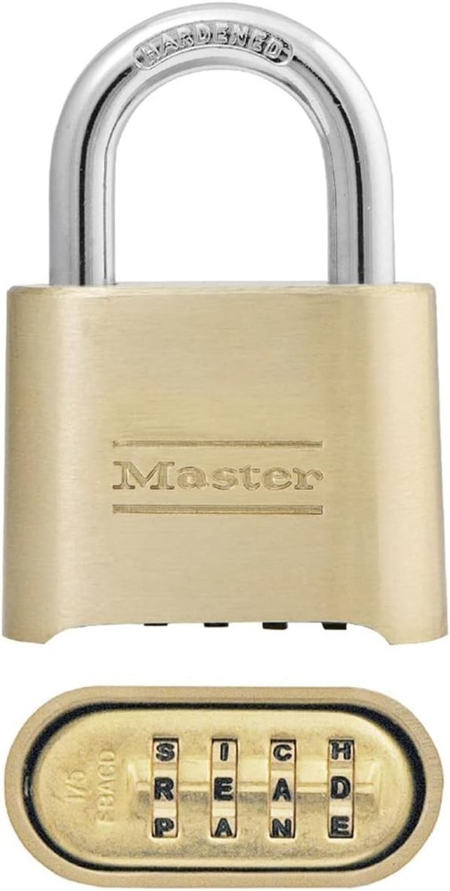 Master Lock Padlock, Set Your Own Letter Combination Lock, 2 in. 1 Pack, Tan