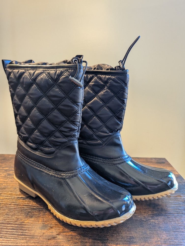 Waterproof Black Rain Boots for Women - Size 8
