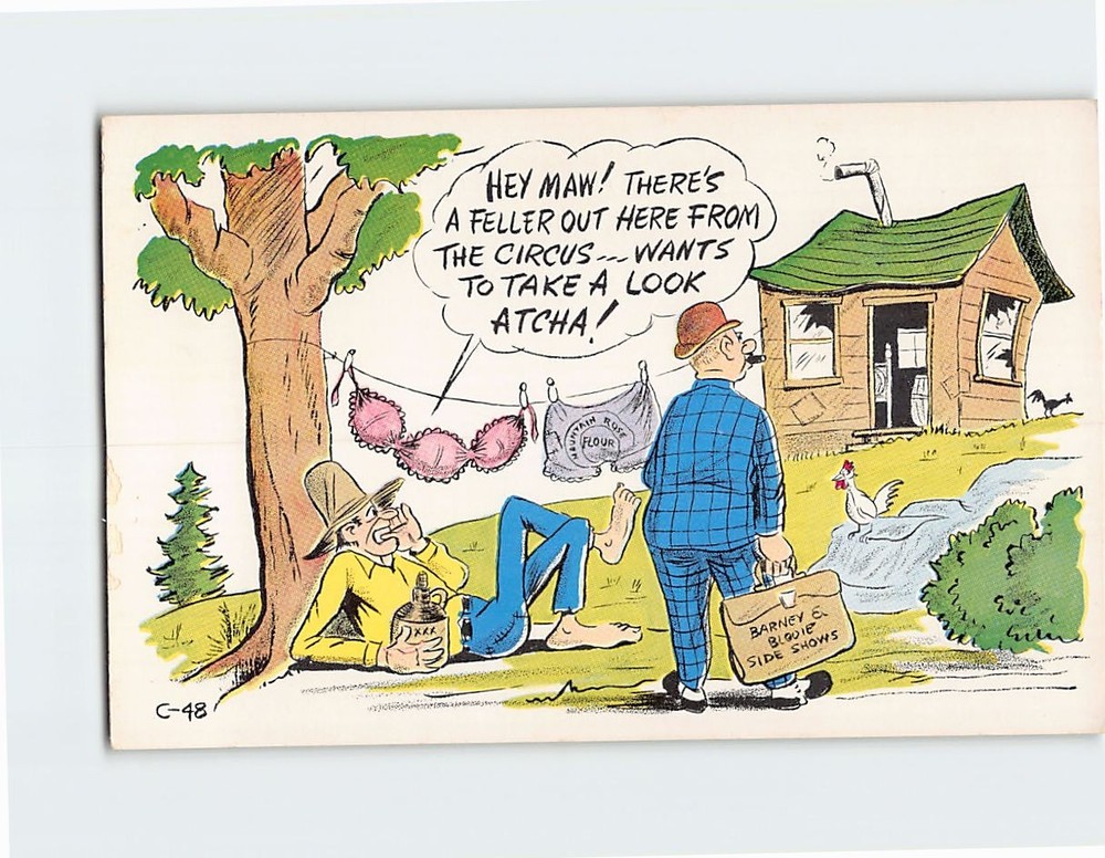 Postcard Countryside Scene Joke/Humor Comic Art Print