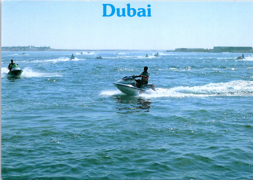 Vintage Postcard Dubai Jet Ski Marina Views UAE