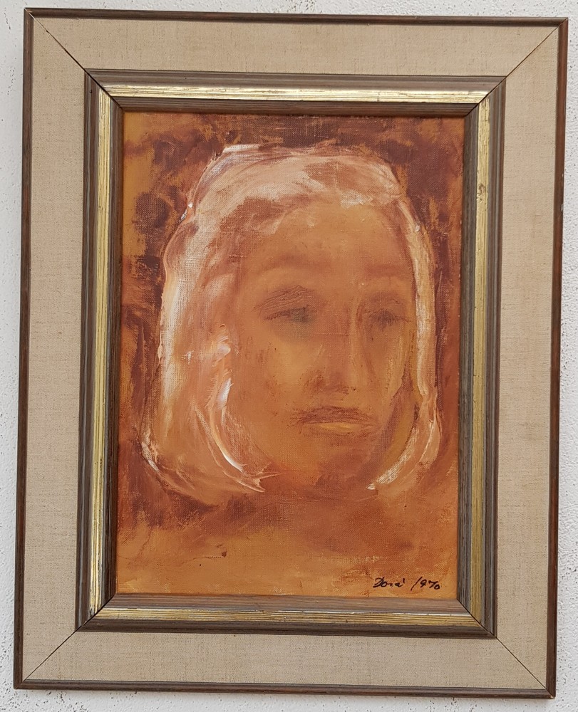 Expressive oil painting artwork frame picture oil painting woman portrait girl 1970