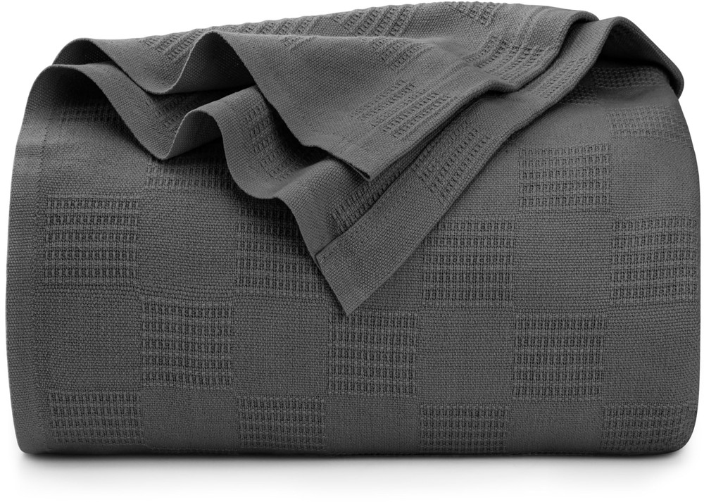 Smoke Gray Full Size Cotton Blanket 90x84 Inch 350GSM Lightweight Soft Comfy