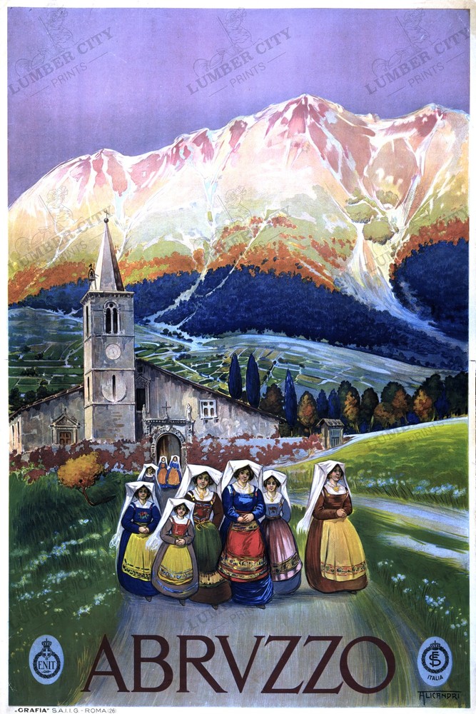 Abruzzo Italy 1920 Vintage Travel Poster by Alicandri Wall Art Print Retro-image