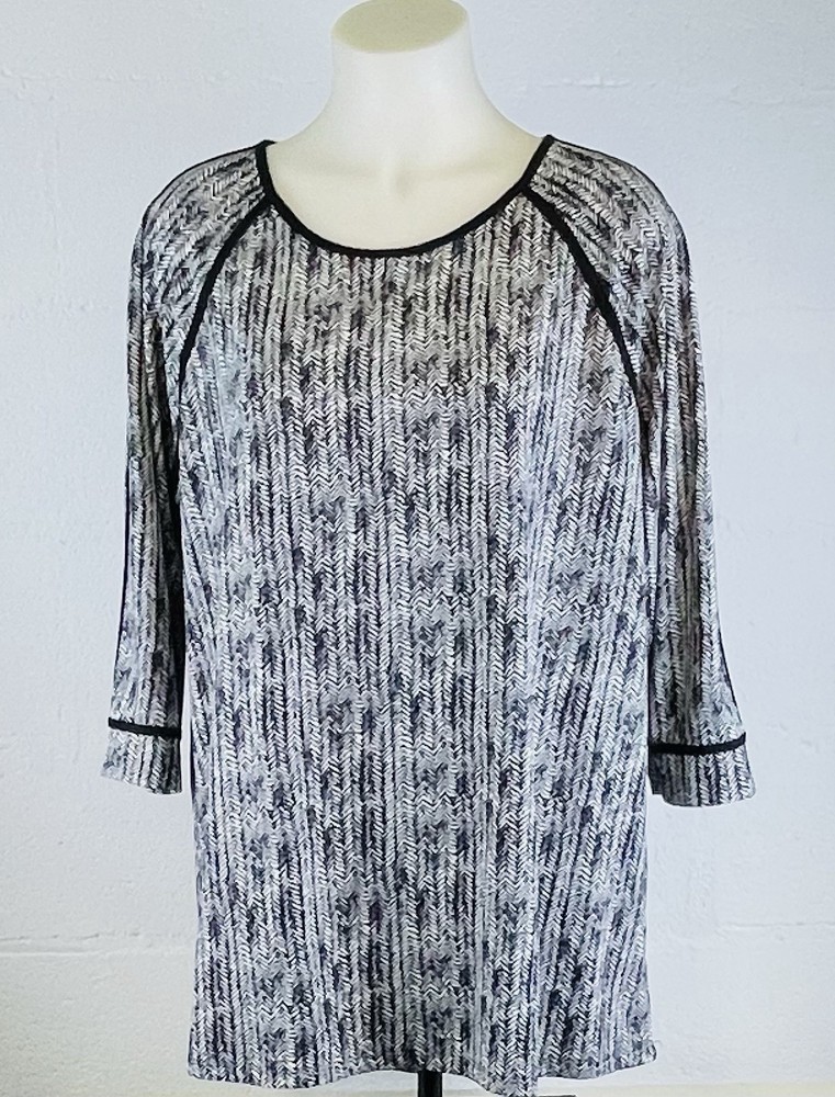 Cato Woman Black & White Round Neck 3/4 Sleeve Sz 18-20 Women's Tunic