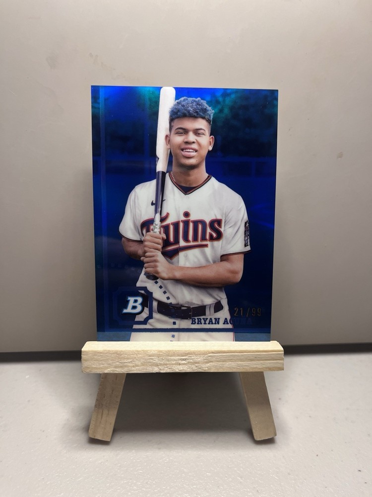 2022 Bowman Heritage Bryan Acuna Blue Chrome Refractor 21/99 #BHPC-64 Twins Rookie Card