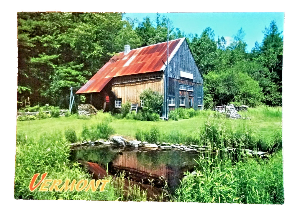 VT Postcard Bob’s Water Mill Londonderry Vermont Rustic Barn Pond Scene Unused