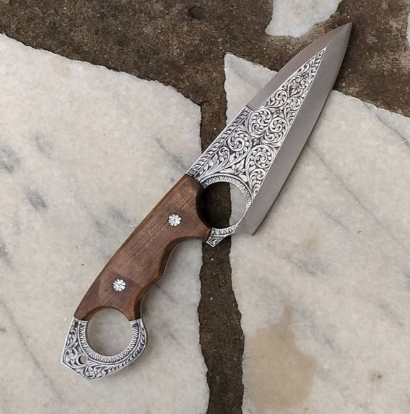 Handmade Karambit Fixed Blade Knife, Engraving With Hands, Collector Series