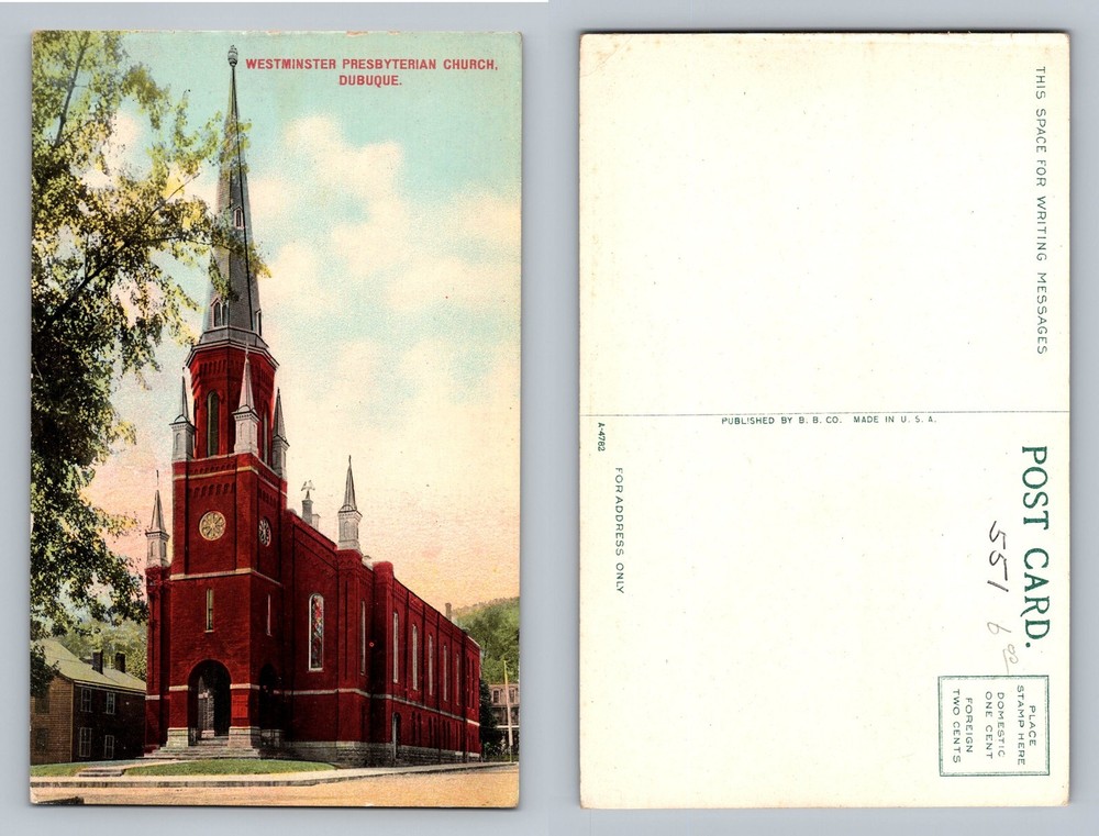 Dubuque, IA-Iowa, Westminster Presbyterian Church Red Brick Vintage Postcard