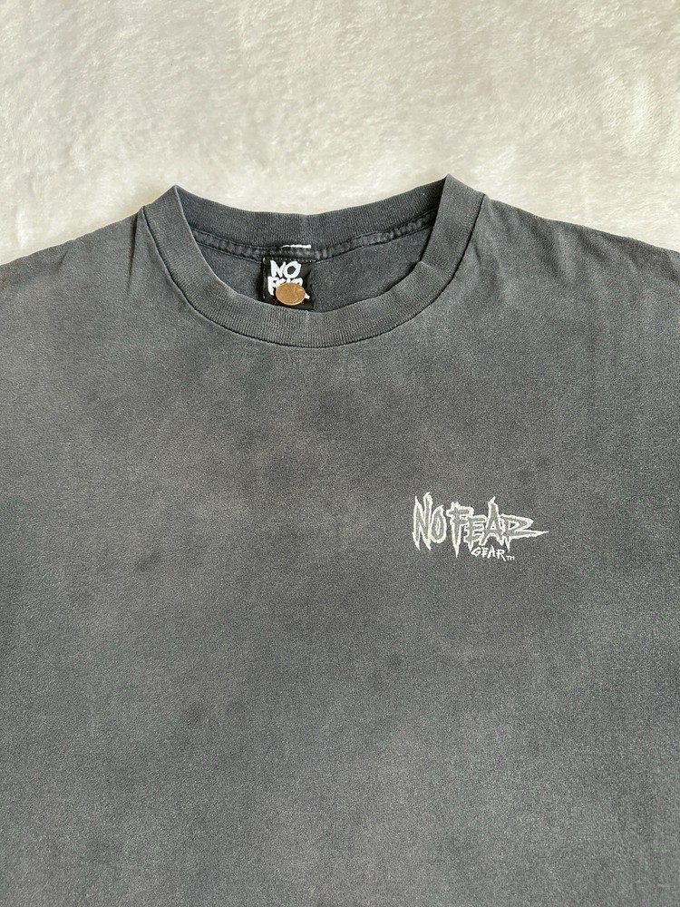 Vintage 90’s No Fear Dangerous Sports Gear Graphic Print T-shirt Black Men's XL