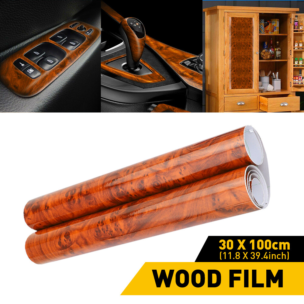 Car Interior Wood Grain Glossy Textured Wrap Sticker Decal Sheet Vinyl Film DIY