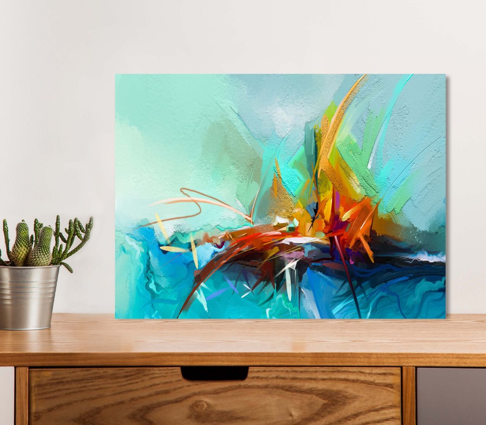 Abstract Colorful Oil Painting 5mm thick Plastic Poster Ready to Hang 60x45cm