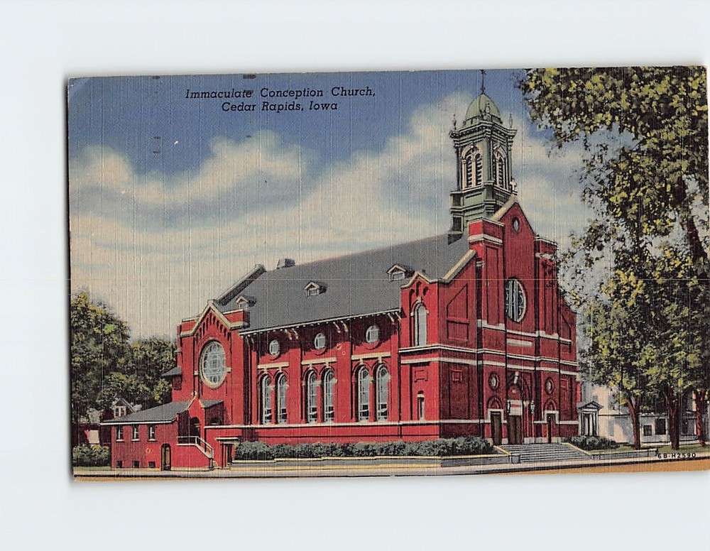Postcard Immaculate Conception Church Cedar Rapids Iowa USA